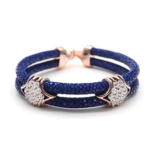 Bracelet stingray leather blue. "LUXURY ICEBABY MIAMI bracelet"